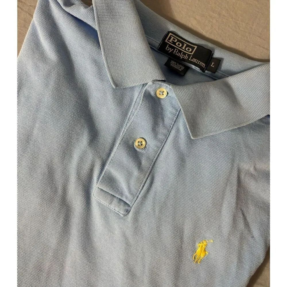 Polo Ralph Lauren Casual Collared Short Sleeve Polo Shirt Mens Large Blue Button